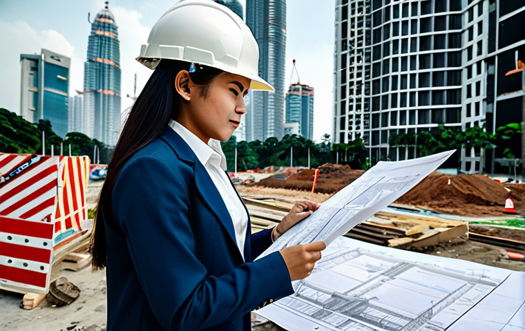 **

"A professional female architect in a modest, stylish outfit (fully clothed), reviewing blueprints at a construction site in Kuala Lumpur. Background includes a modern skyscraper under construction and bustling city life. Safe for work, appropriate content, perfect anatomy, natural proportions, professional, family-friendly, high resolution, realistic rendering."

**